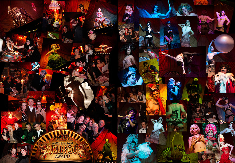 The Amsterdam Burlesque Award - 17-20 november 2016: Thursday - Boylesque Night - Crowning the first Amsterdam King of Boylesque - Boylesque is the same as burlesque, simply that it is performed by a man instead of a woman. Far from being just about strippers clad in silver glittering nipple tassels and spangly jock-straps, male burlesque performers, j ust like burlesque performers, aren’t just about the stripping. Although the removal of clothing and the tease are elements of it, many other stage and entertainment skills are required. Boylesquers, just like professional burlesque performers, are also trained (not to say extremely talented) musicians, singers, hoofers, magicians, fire-eaters, jugglers, comics, mimes, trapeze artists and so on... Friday  Neo Burlesque and Comedy Burlesque Night - crowning the first Amsterdam Queen of Neo Burlesque - Neo Burlesque and Comedy Burlesque are based on the traditional Burlesque art, but this form encompasses a wider range of performance styles; Neo-burlesque acts can be anything from modern dance to theatrical mini-dramas to comedic mayhem. It can be freaky, bizarre, funny, weird, ridiculous, with sideshow elements and everything you can imagine... Saturday - Classic Burlesque Night and crowning the first Amsterdam Queen of Classic Burlesque - Burlesque is the style reminiscent of the the glamorous Burlesque Showgirls from the Golden age of American Burlesque. The girls who entertained the Burlesque theaters with their Va Va Voom stage shows. Classic Hollywood glamour, Las Vegas showgirl sparkle, Paris Moulin Rouge feeling...The Original peelers, who entertained an audience with dazzling costumes, exotic bump and grind, signature moves and true understanding of the Art of the Tease. Sunday Matinée Burlesque Showcase - no competition on Sunday, but a great Burlesqueshowcase and the official Amsterdam Burlesque Award closingsparty!